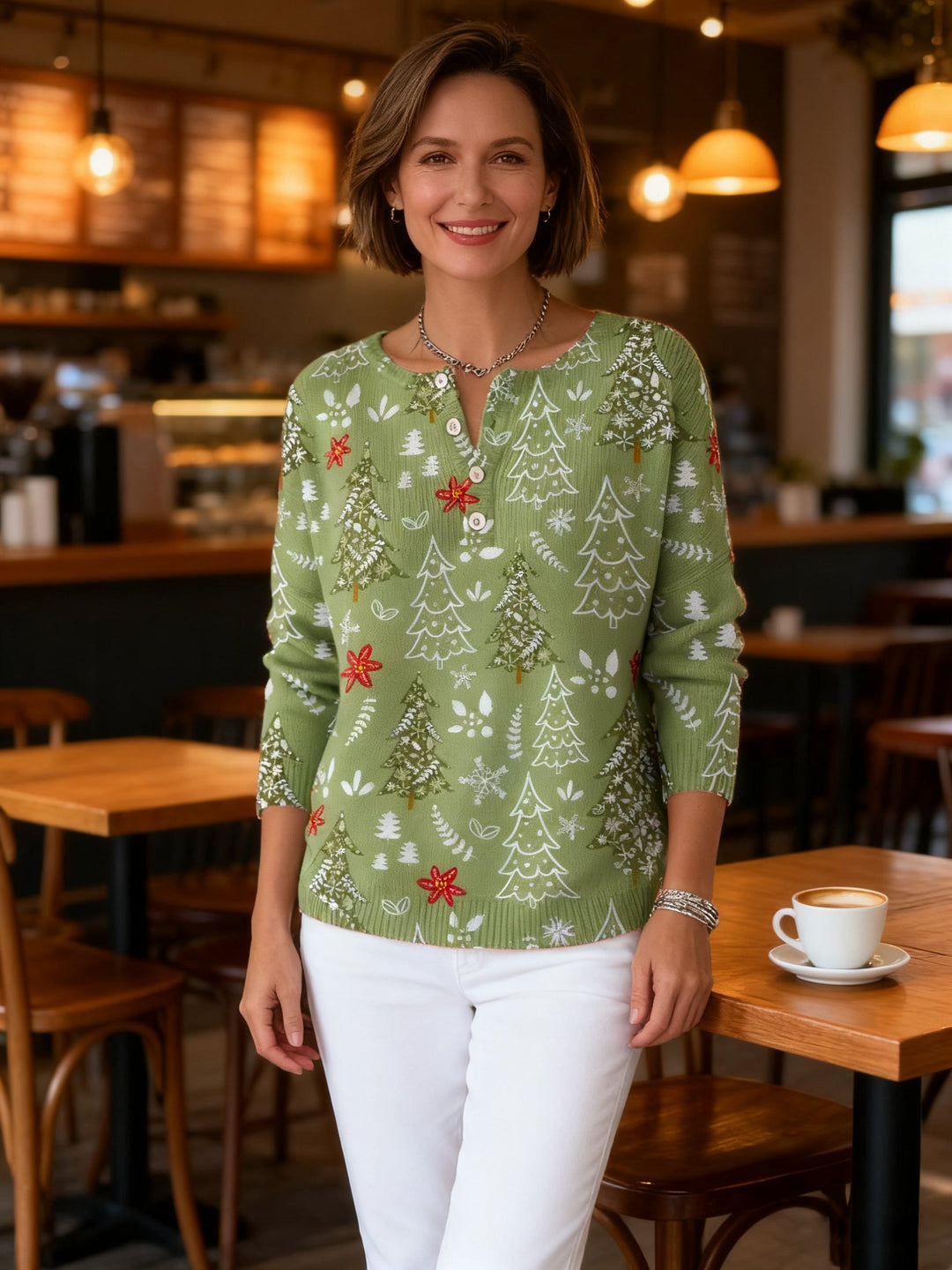 Holly | Christmas Sweater with Decorative Buttons