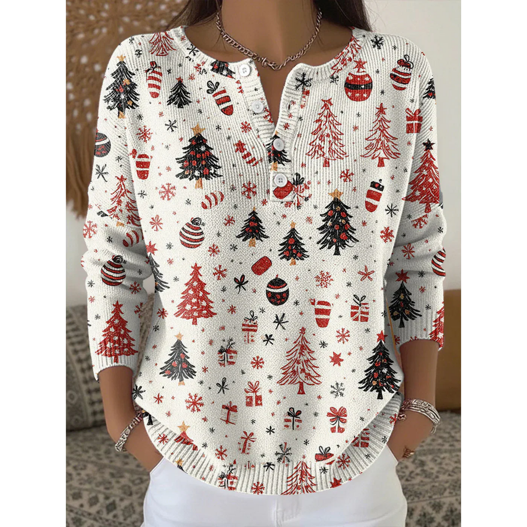 Holly | Christmas Sweater with Decorative Buttons