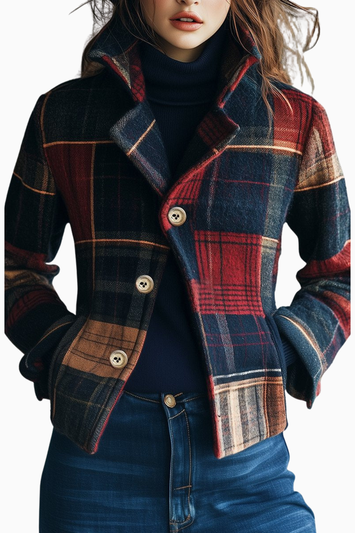 Joy | Plaid Pattern Woolen Jacket