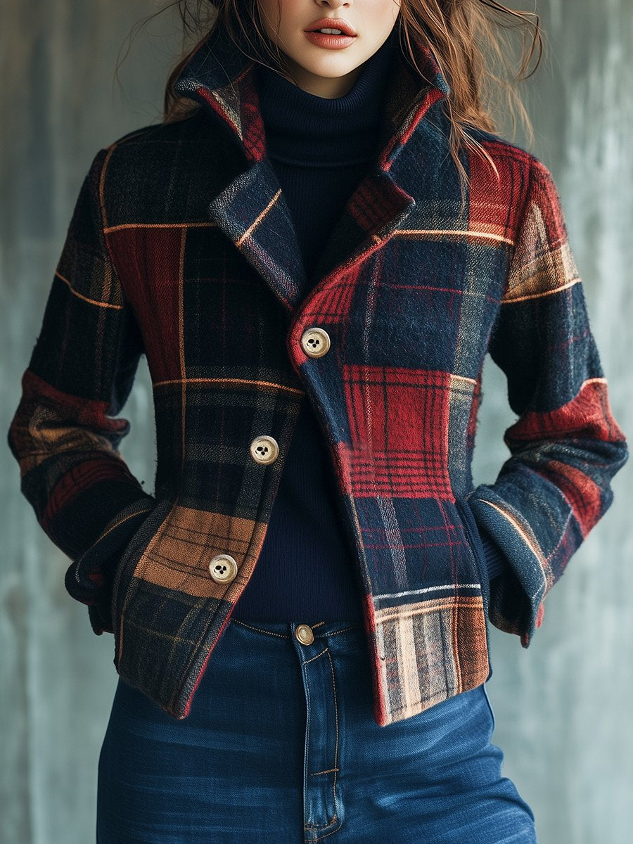 Joy | Plaid Pattern Woolen Jacket